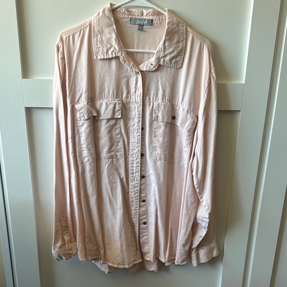 Marled Light Pink Button-Up Shirt